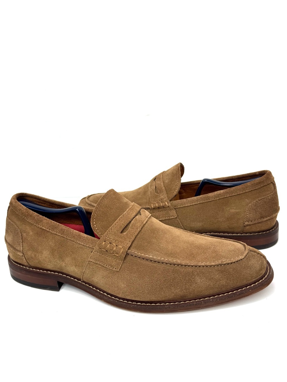 Stacy Adams Men'sMarlowe Split-Toe Penny Tan Suede- Size 10.5 M